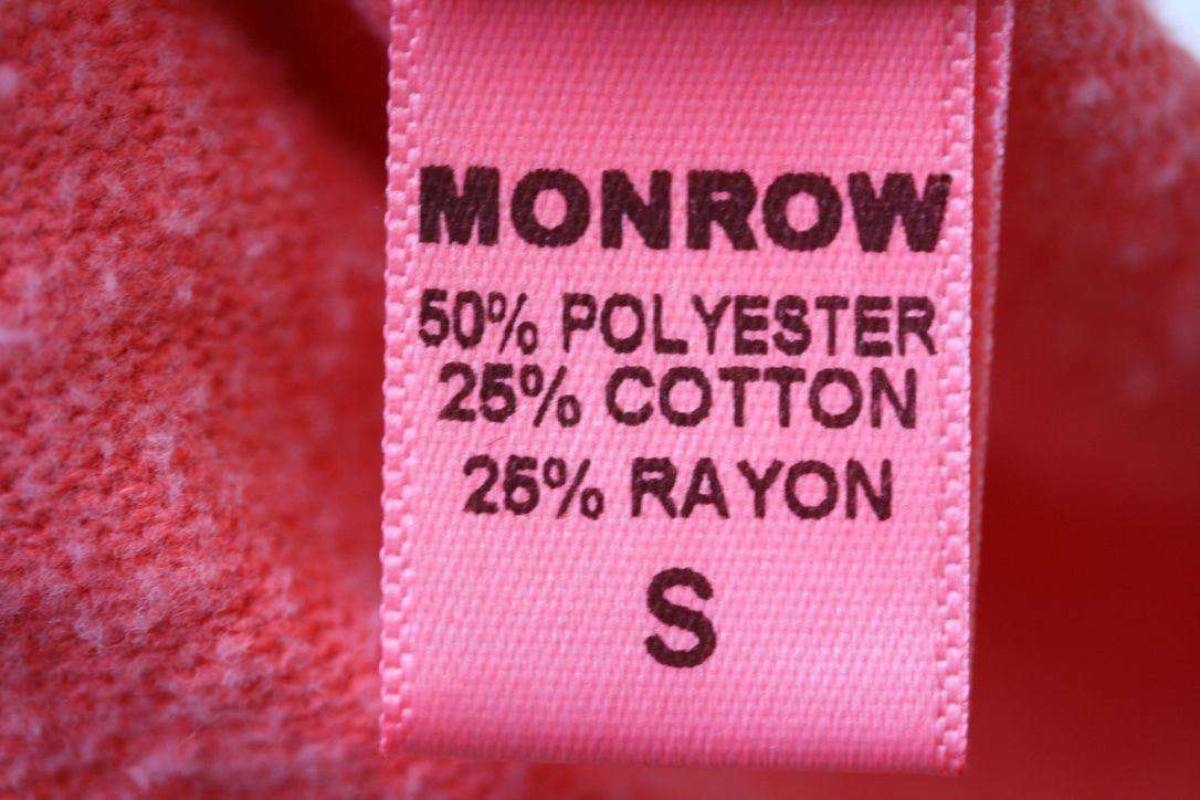 MONROW CLASSIC NEON CORAL JERSEY HOODIE SMALL - Image 3
