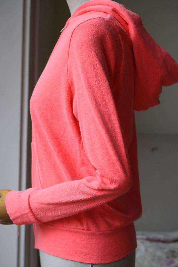 MONROW CLASSIC NEON CORAL JERSEY HOODIE SMALL - Image 5