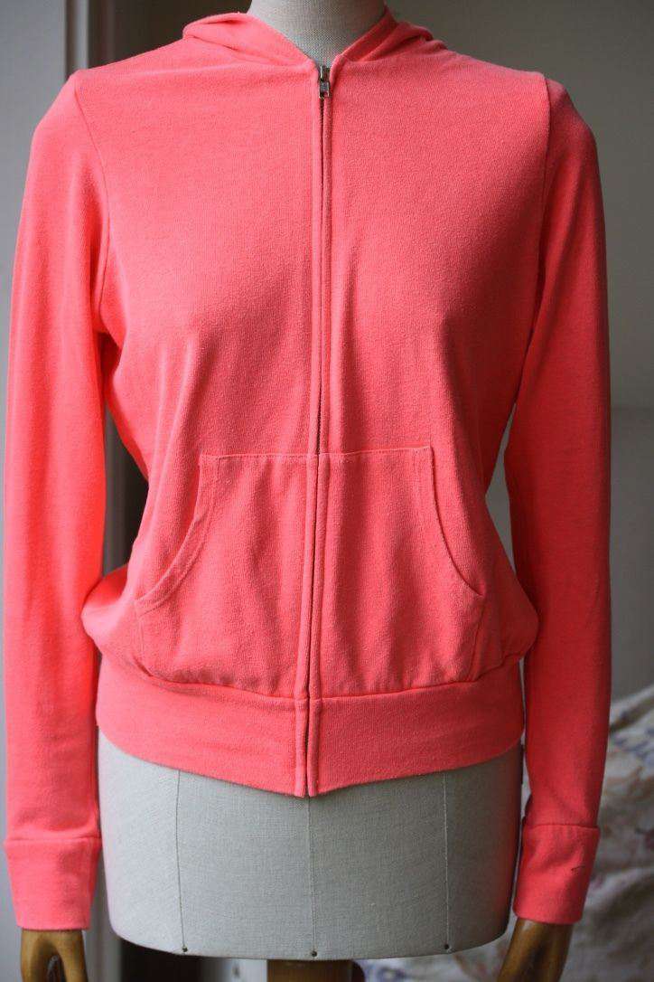 MONROW CLASSIC NEON CORAL JERSEY HOODIE SMALL - Image 6
