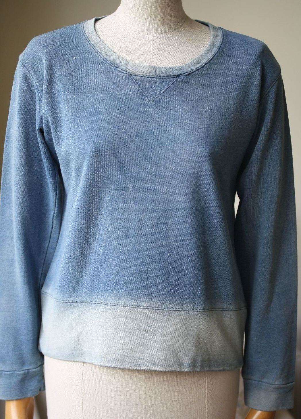 MONROW DENIM WASH FRENCH TERRY SWEATSHIRT SMALL - Image 4