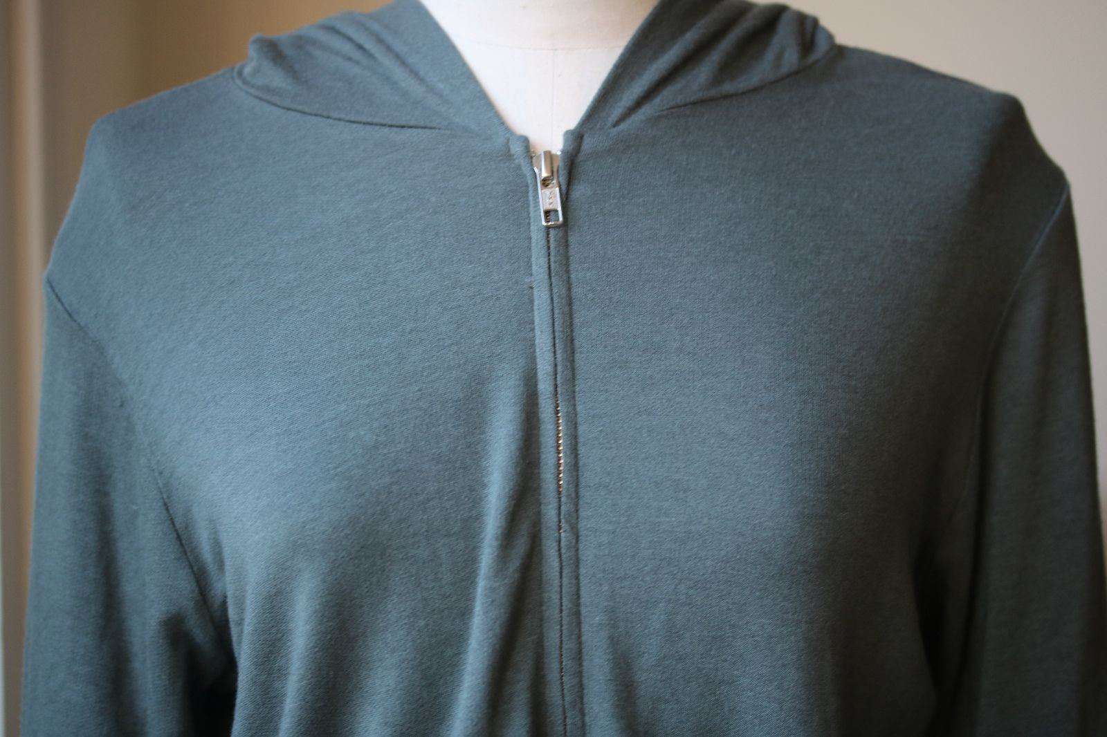 MONROW KHAKI JERSEY ZIP UP HOODIE SMALL - Image 6