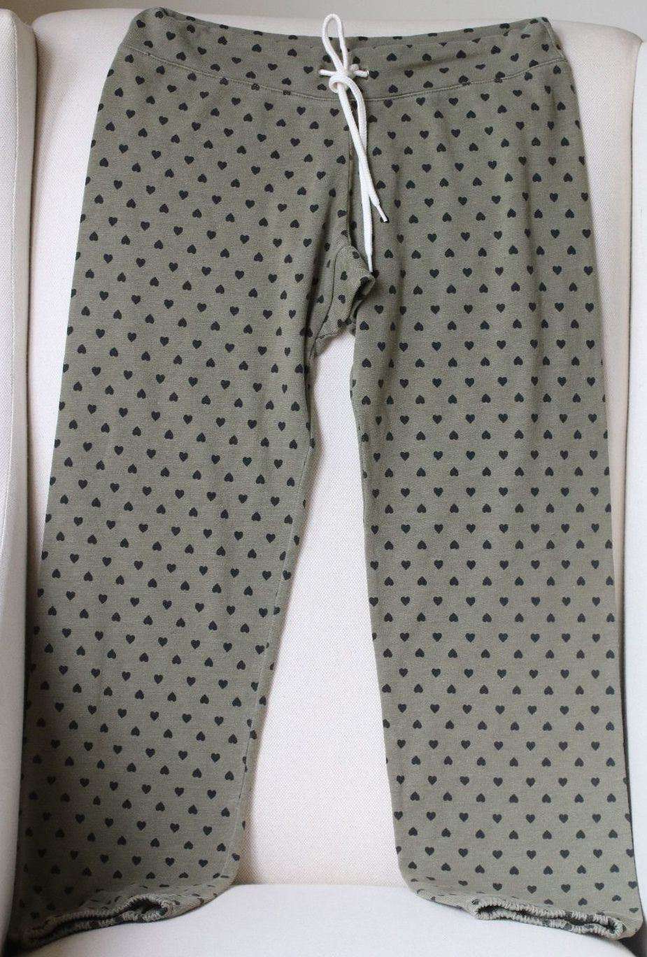MONROW KHAKI POLKA HEARTS VINTAGE SWEATPANTS SMALL - Image 4