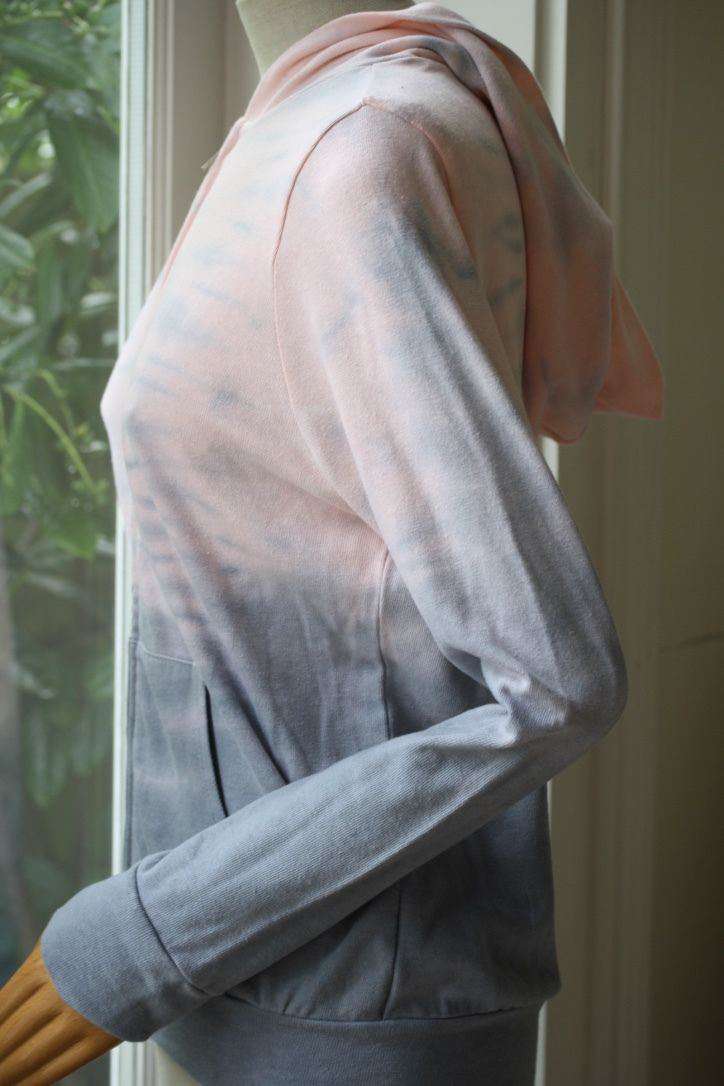 MONROW TIE DYE JERSEY ZIP UP HOODIE SMALL - Image 3