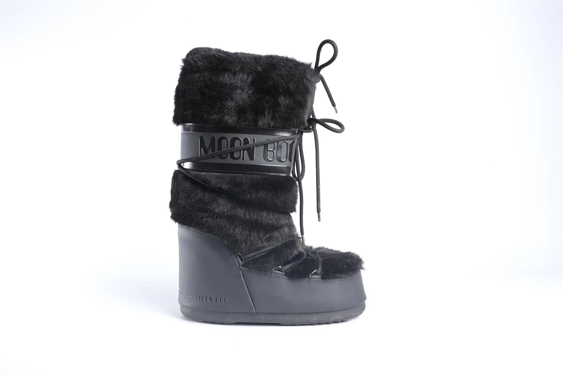 MOON BOOTS BLACK FAUX FUR BOOTS EU 39-41 UK 6-8 US 9-11 - Image 2