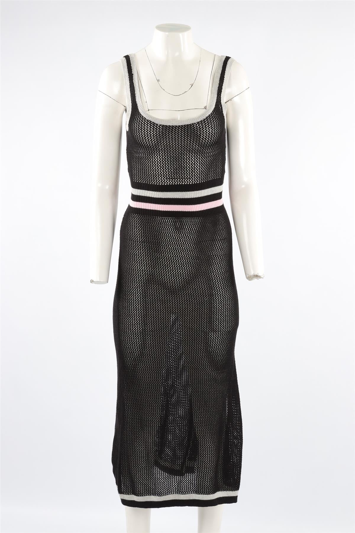 MORGAN LANE BLACK KNIT MIDI DRESS SMALL - Image 2