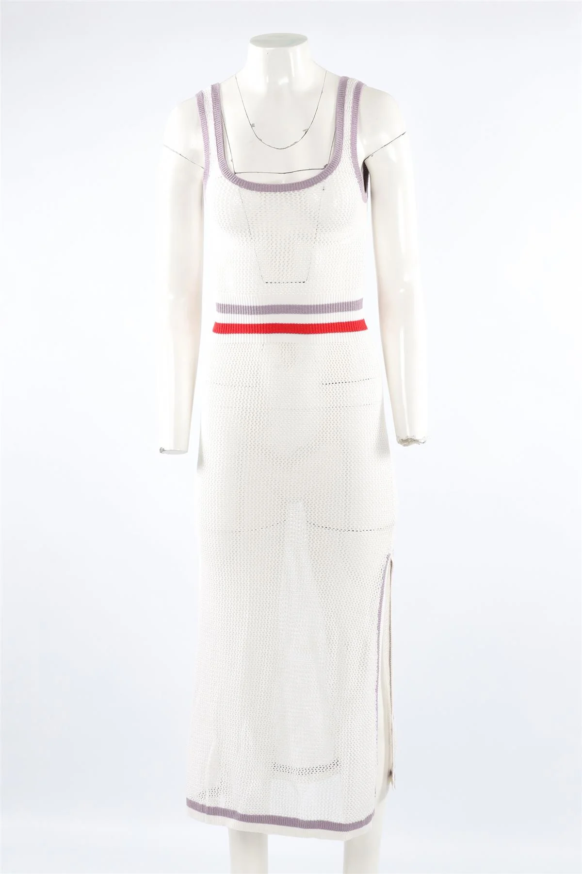 MORGAN LANE WHITE KNIT MIDI DRESS SMALL - Image 2
