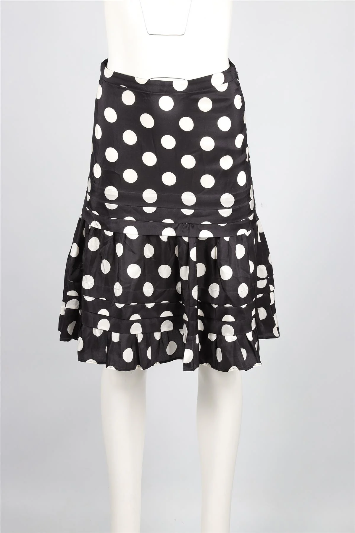 MOSCHINO BLACK SILK MIDI SKIRT IT 44 UK 12 - Image 2