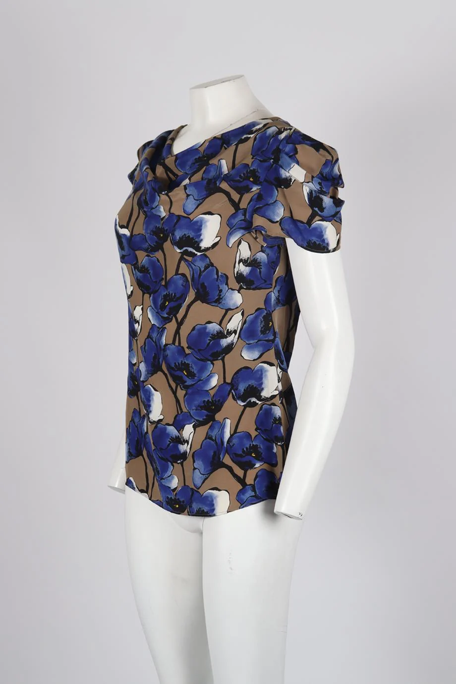 MOSCHINO CHEAP AND CHIC DRAPED FLORAL PRINT SILK BLOUSE IT 44 UK 12 - Image 3