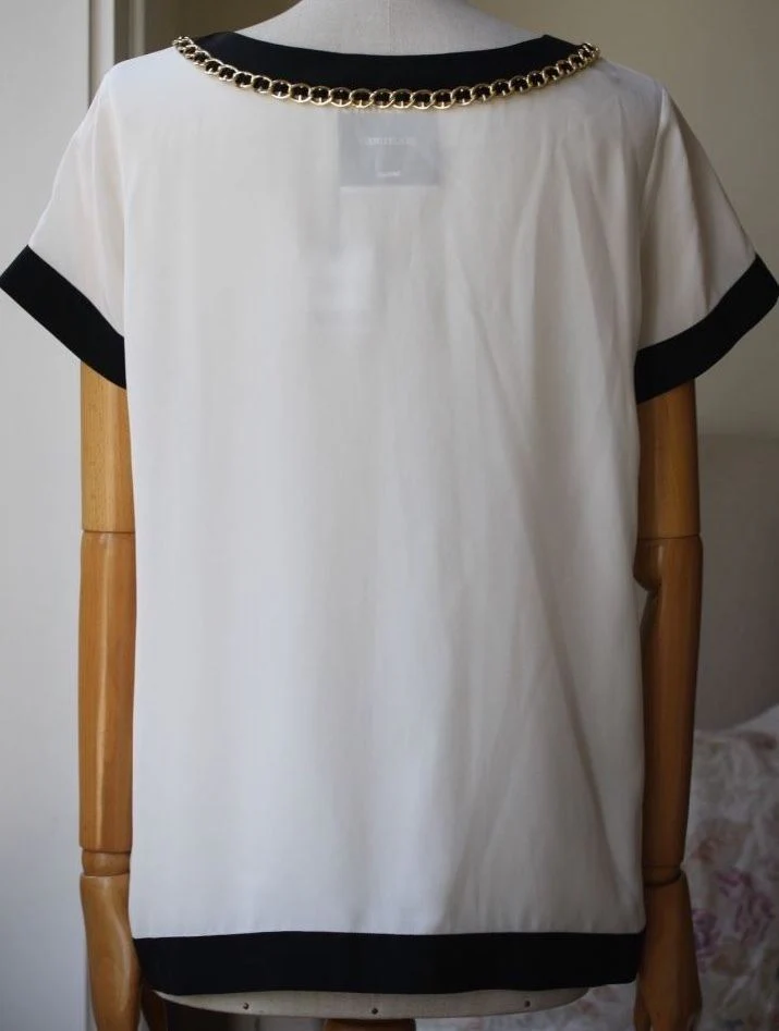 MOSCHINO IVORY CHAIN TRIM TOP IT 42 UK 10 - Image 3
