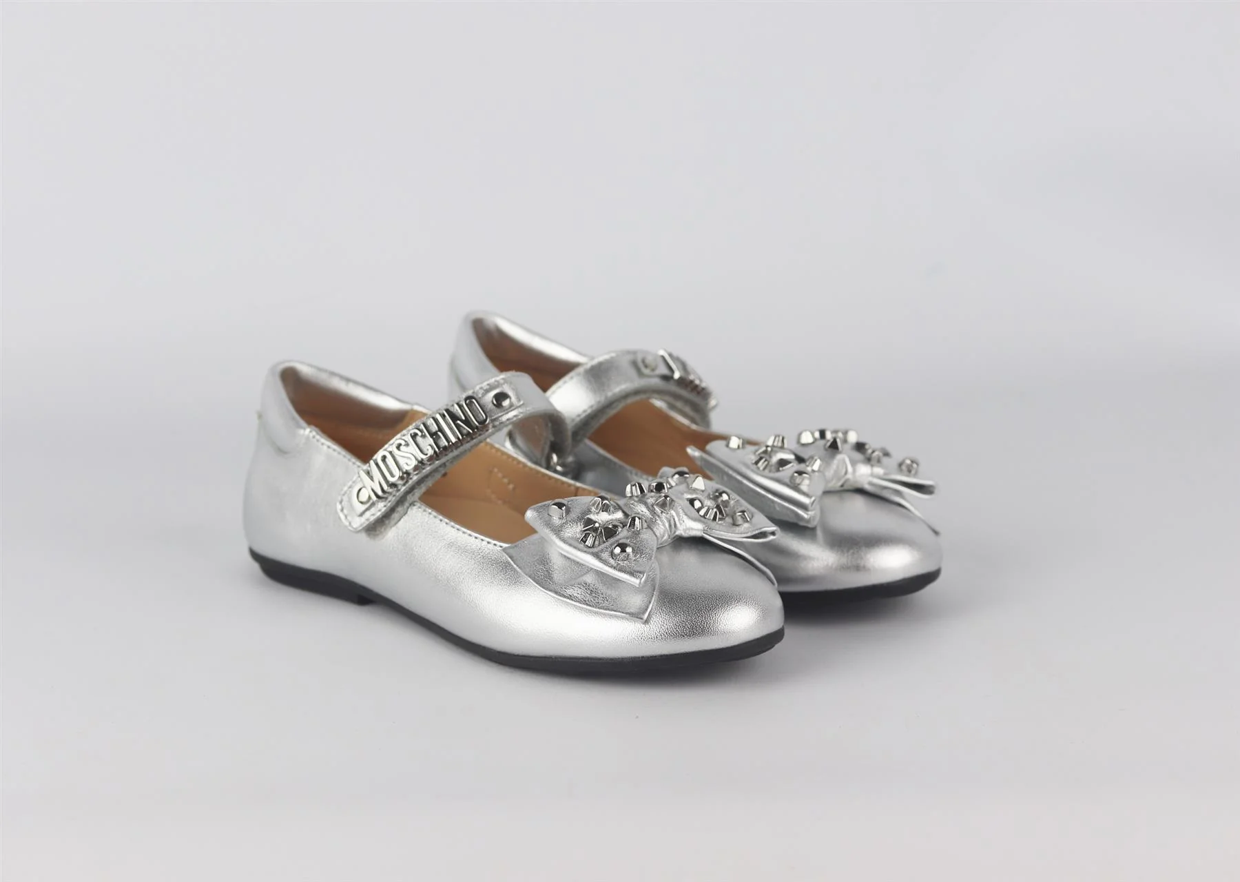 MOSCHINO KIDS GIRLS STUDDED LEATHER SHOES EU 28 UK 10 - Image 2