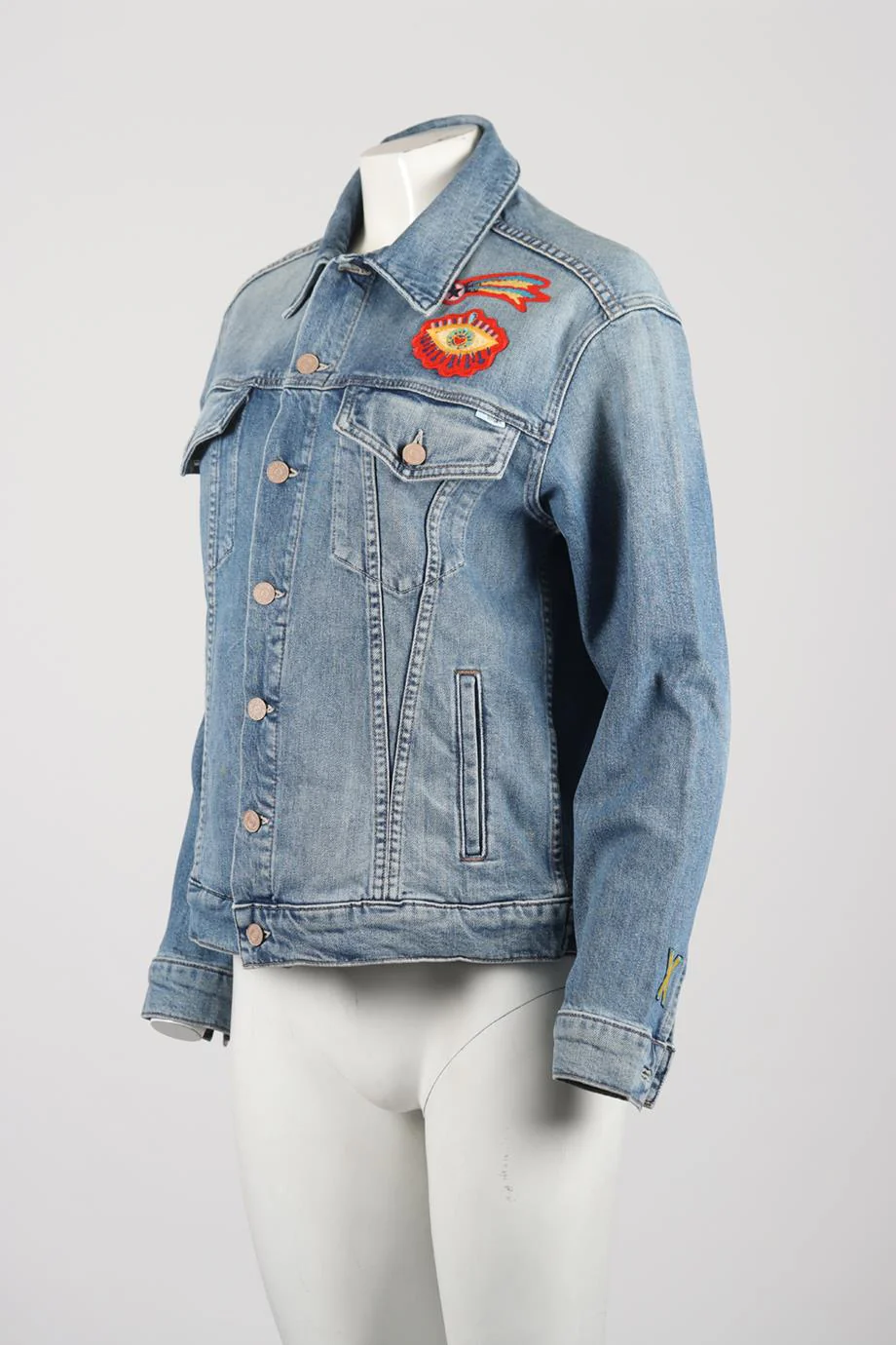 MOTHER APPLIQUÉD DENIM JACKET SMALL - Image 3