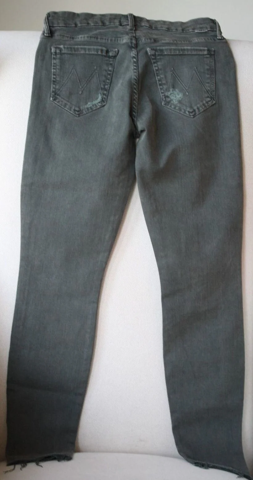 MOTHER DENIM THE LOOKER ANKLE FRAY SKINNY JEANS IN FOREST GREEN W25 UK 6/8 - Image 3