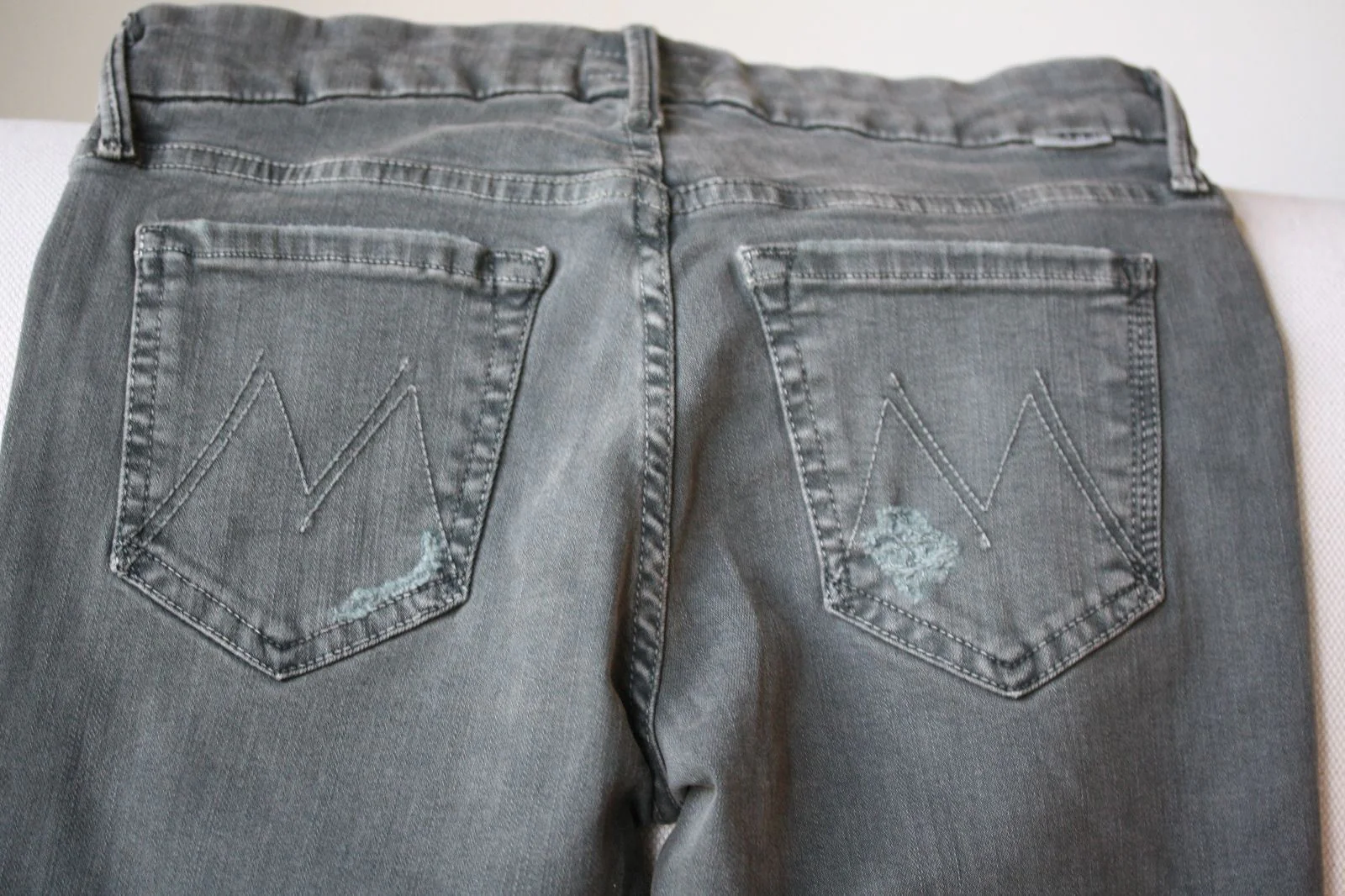 MOTHER DENIM THE LOOKER ANKLE FRAY SKINNY JEANS IN FOREST GREEN W25 UK 6/8 - Image 6