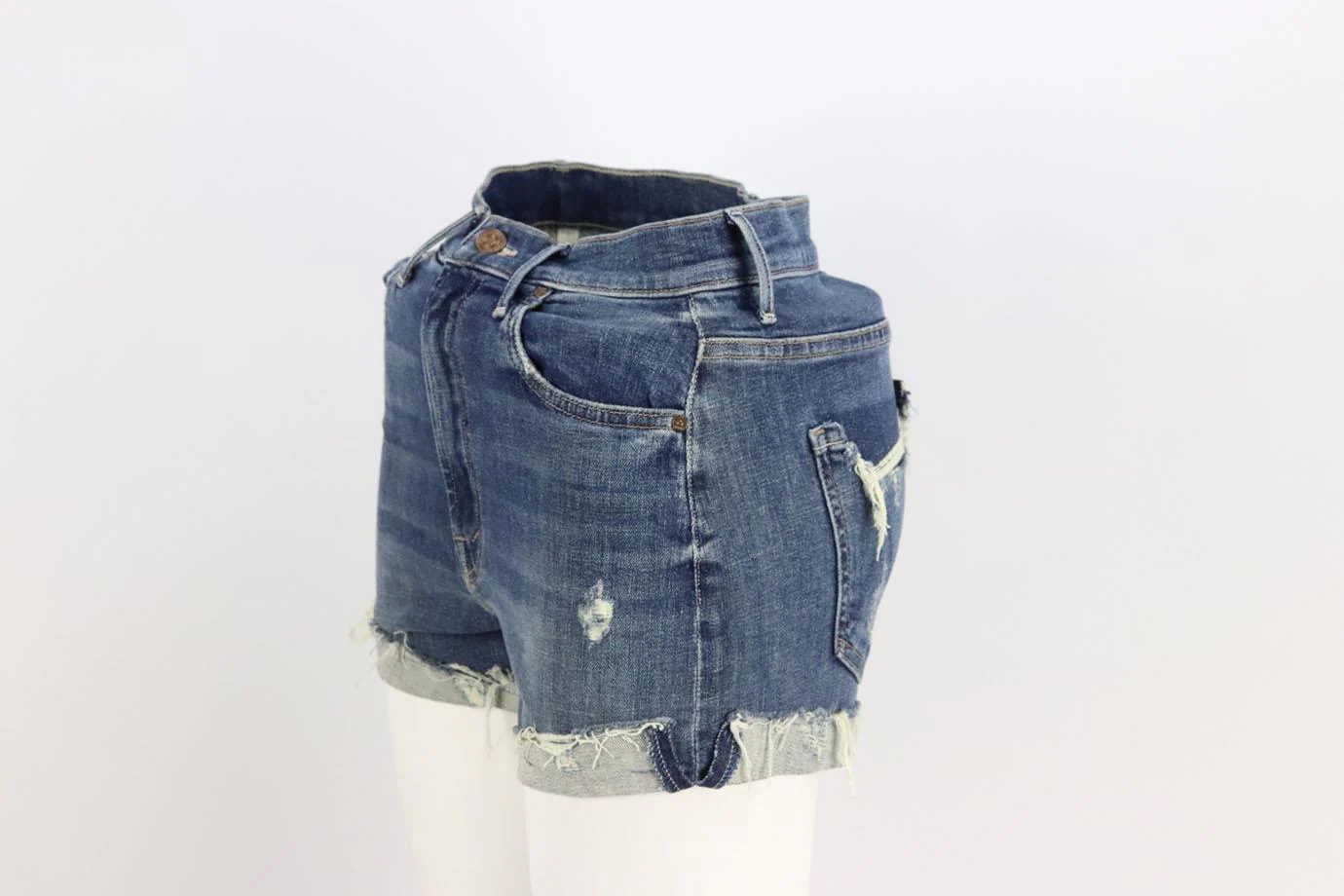 MOTHER DISTRESSED HIGH RISE DENIM SHORTS W26 UK 8 - Image 3