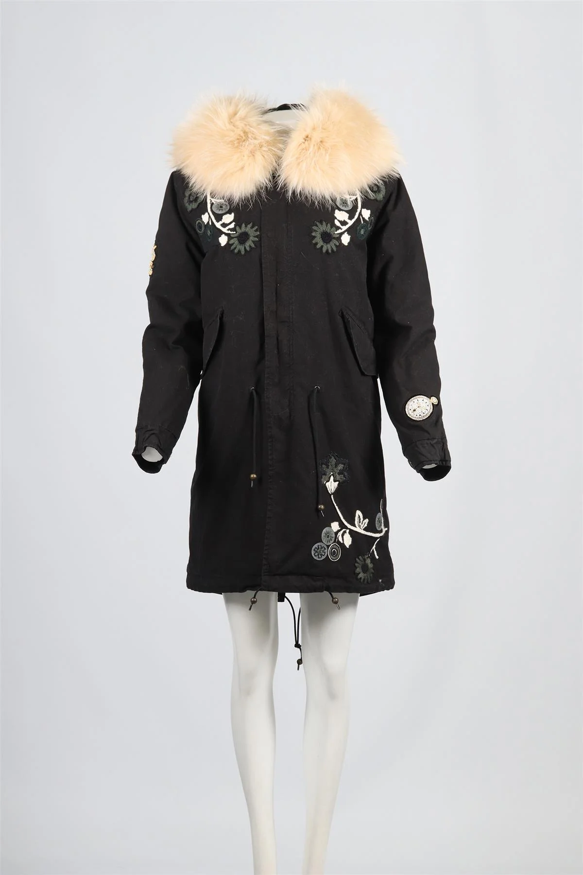 MR & MRS ITALY FOX FUR AND CANVAS COAT XXSMALL - Image 2