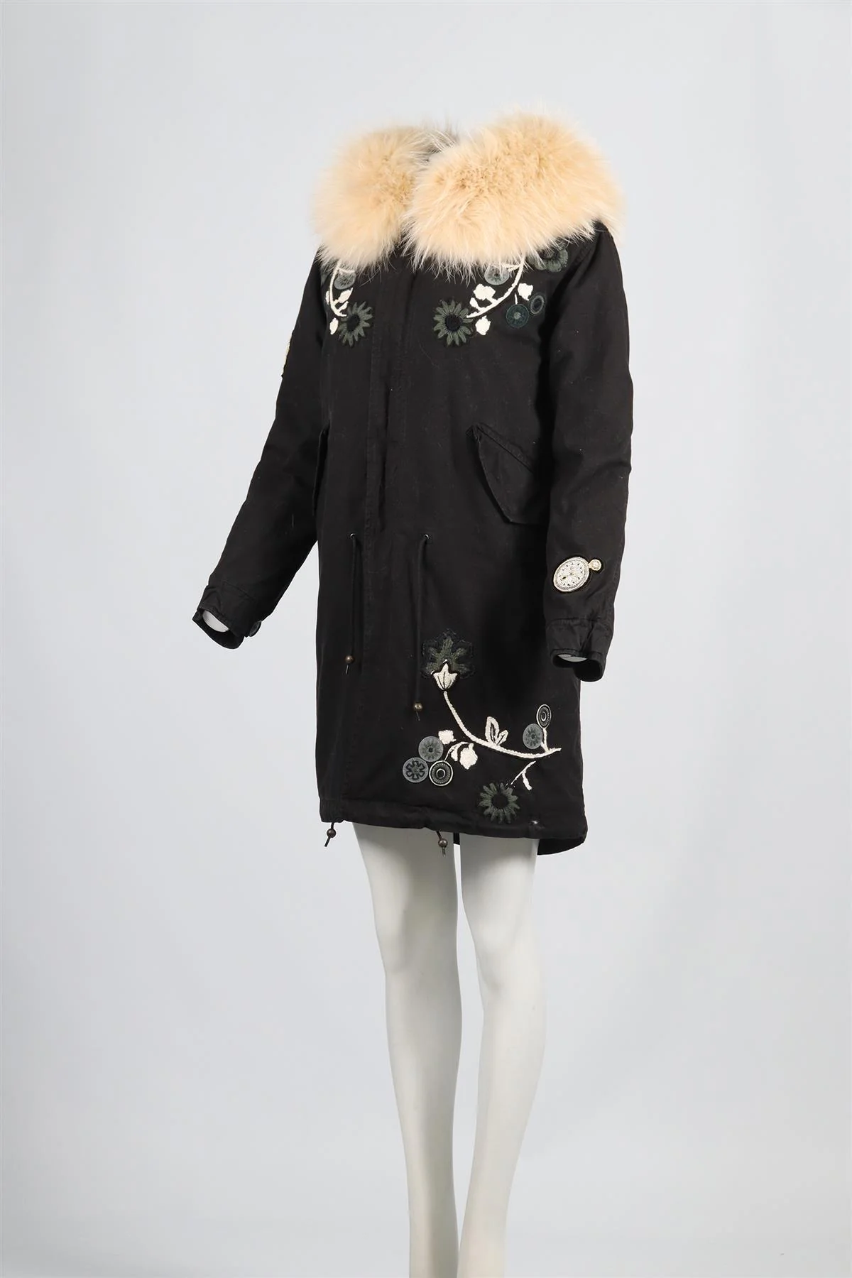 MR & MRS ITALY FOX FUR AND CANVAS COAT XXSMALL - Image 3