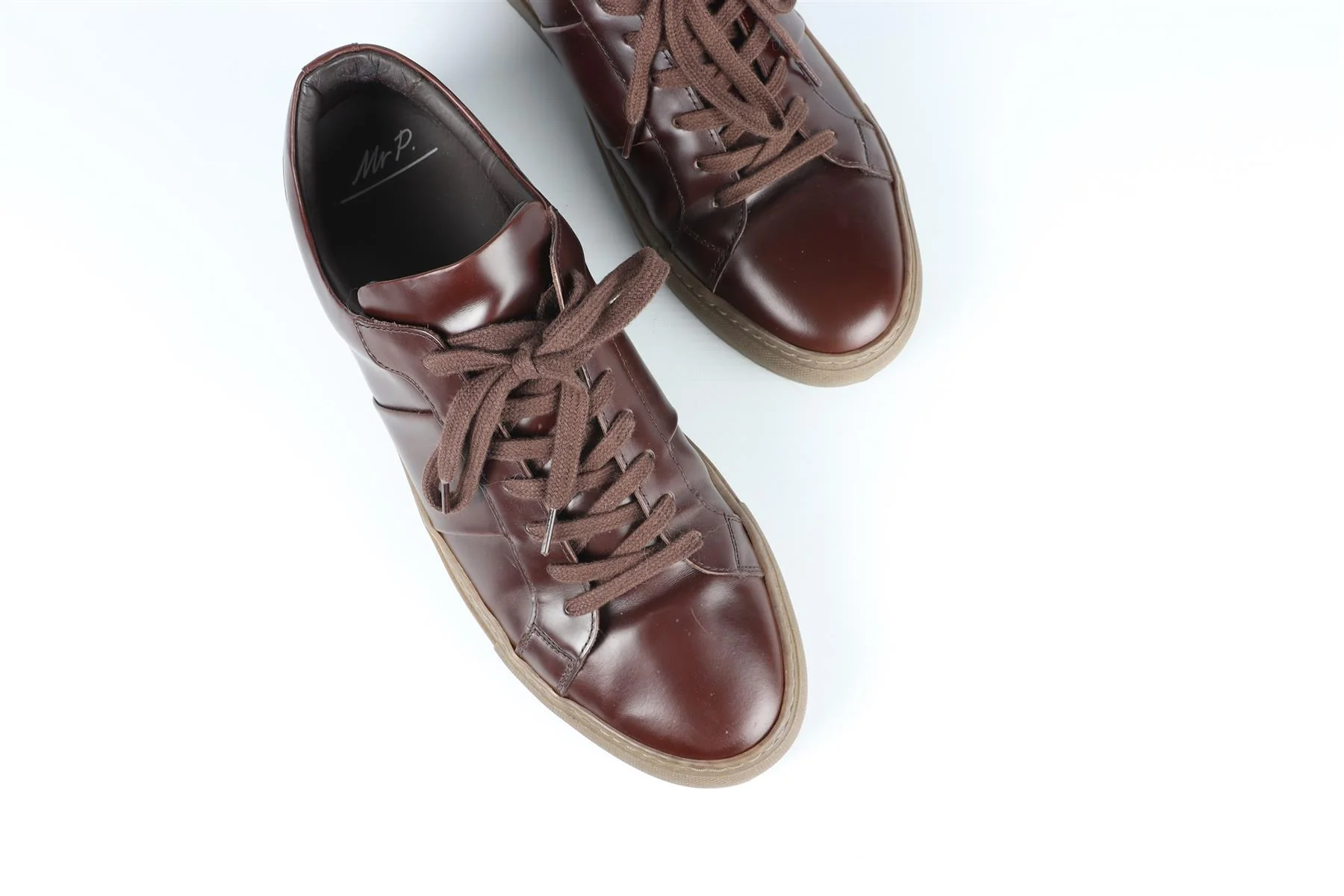 MR P BROWN MEN'S LEATHER SNEAKERS EU 45 UK 11 US 12 - Image 4