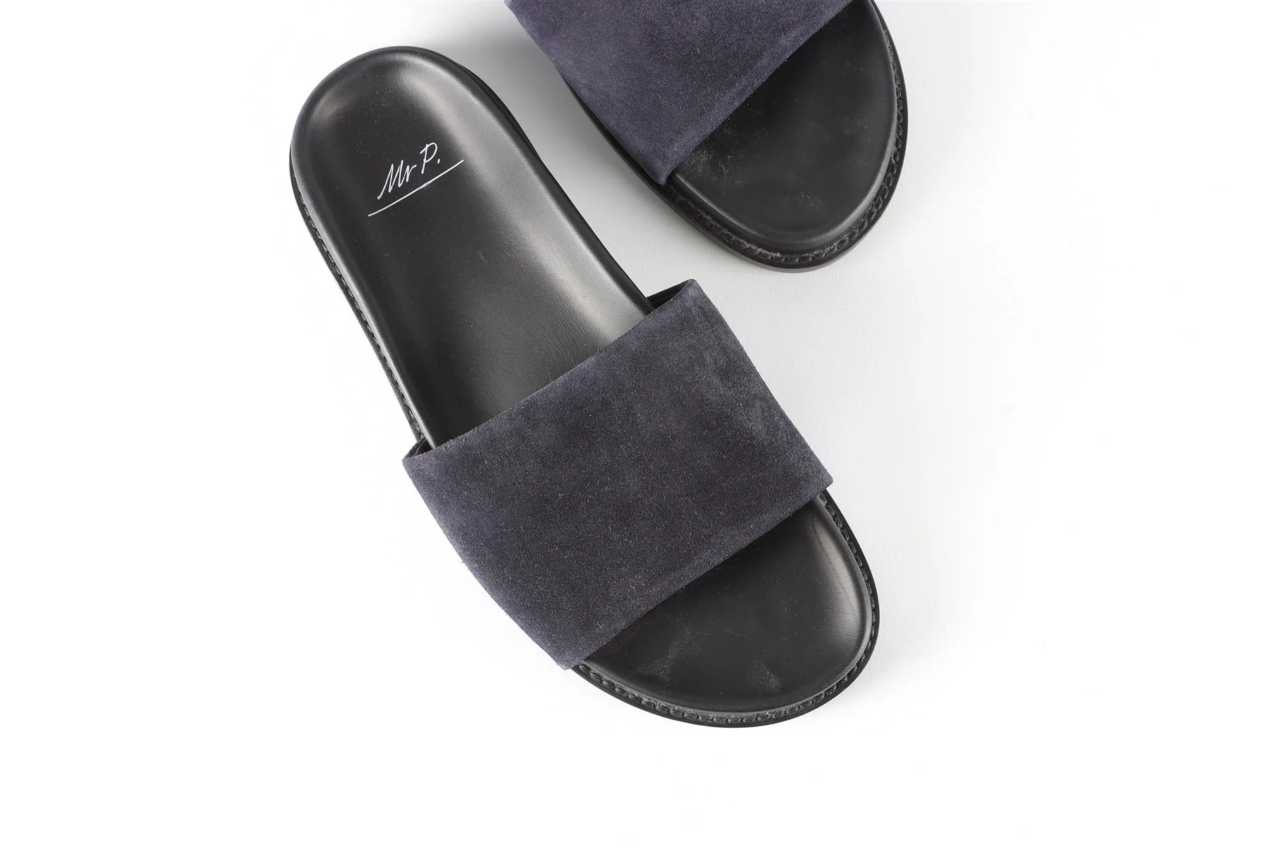 MR P. NAVY MEN'S SUEDE SLIDES EU 41.5 UK 7.5 US 8.5 - Image 4