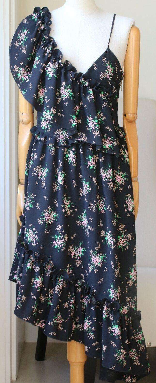 MSGM ASYMMETRIC FLORAL PRINT CREPE DE CHINE DRESS IT 40 UK 8 - Image 2