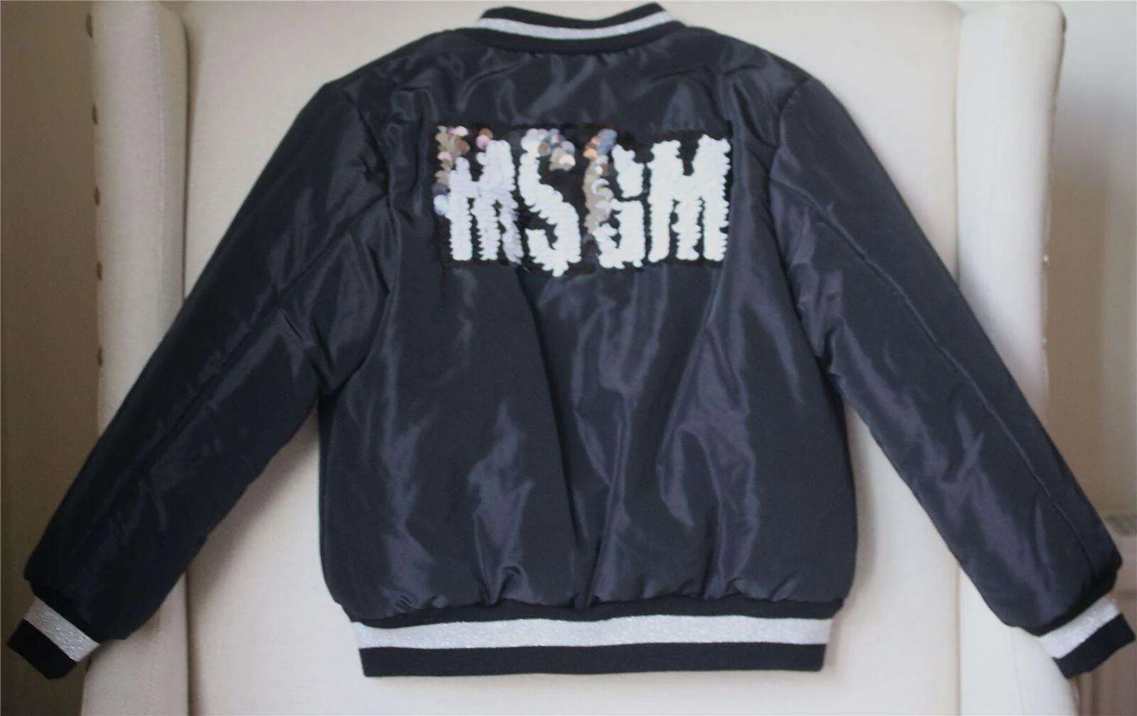 MSGM KIDS GIRLS SEQUIN BOMBER JACKET 6 YEARS - Image 3