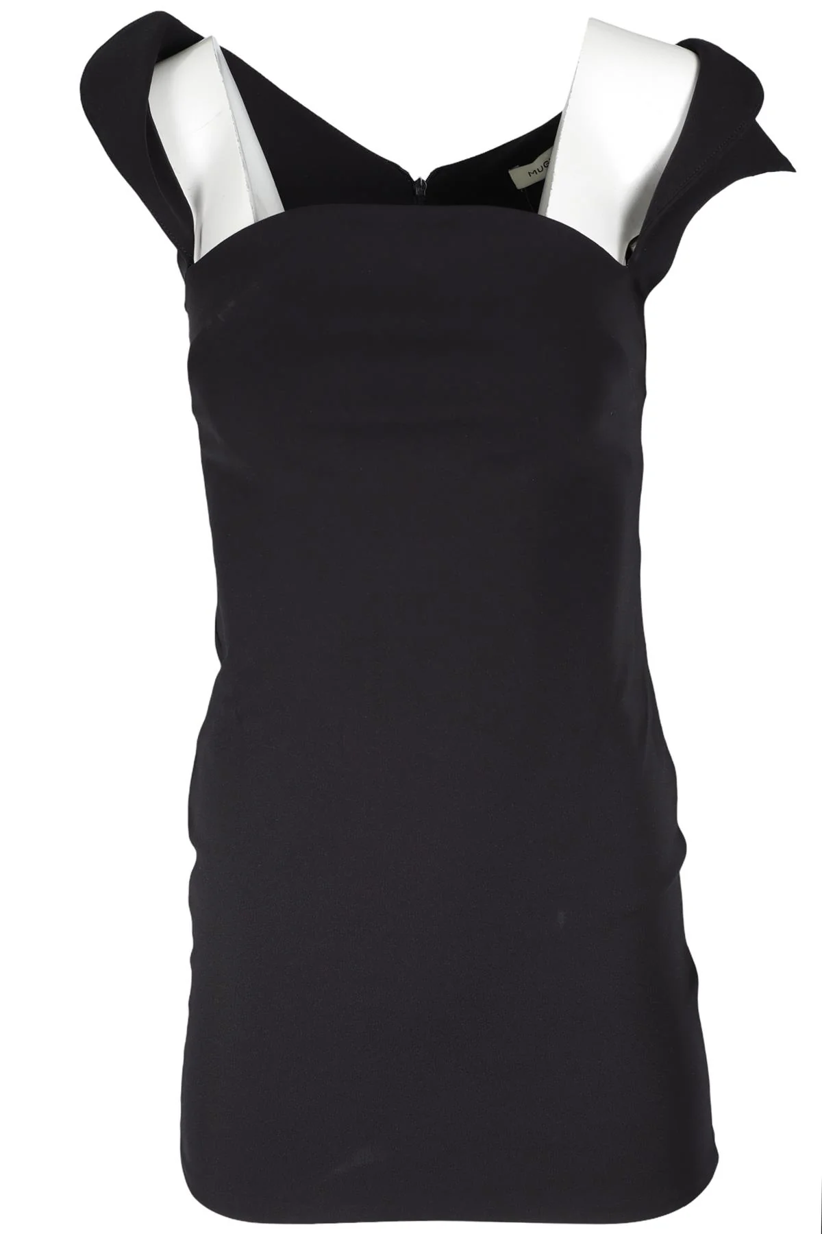 MUGLER BLACK CADY MINI DRESS FR 38 UK 10