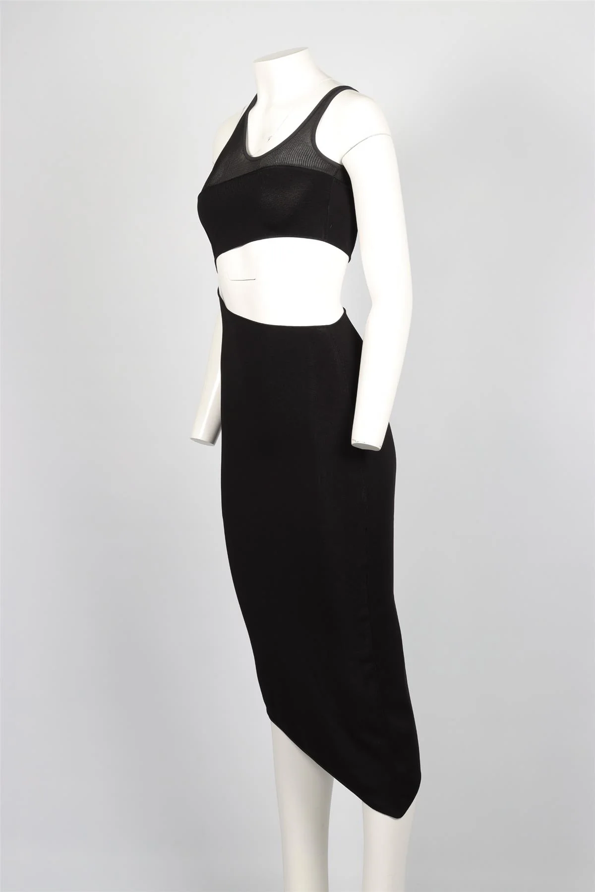 MUGLER BLACK KNIT MIDI DRESS SMALL - Image 3