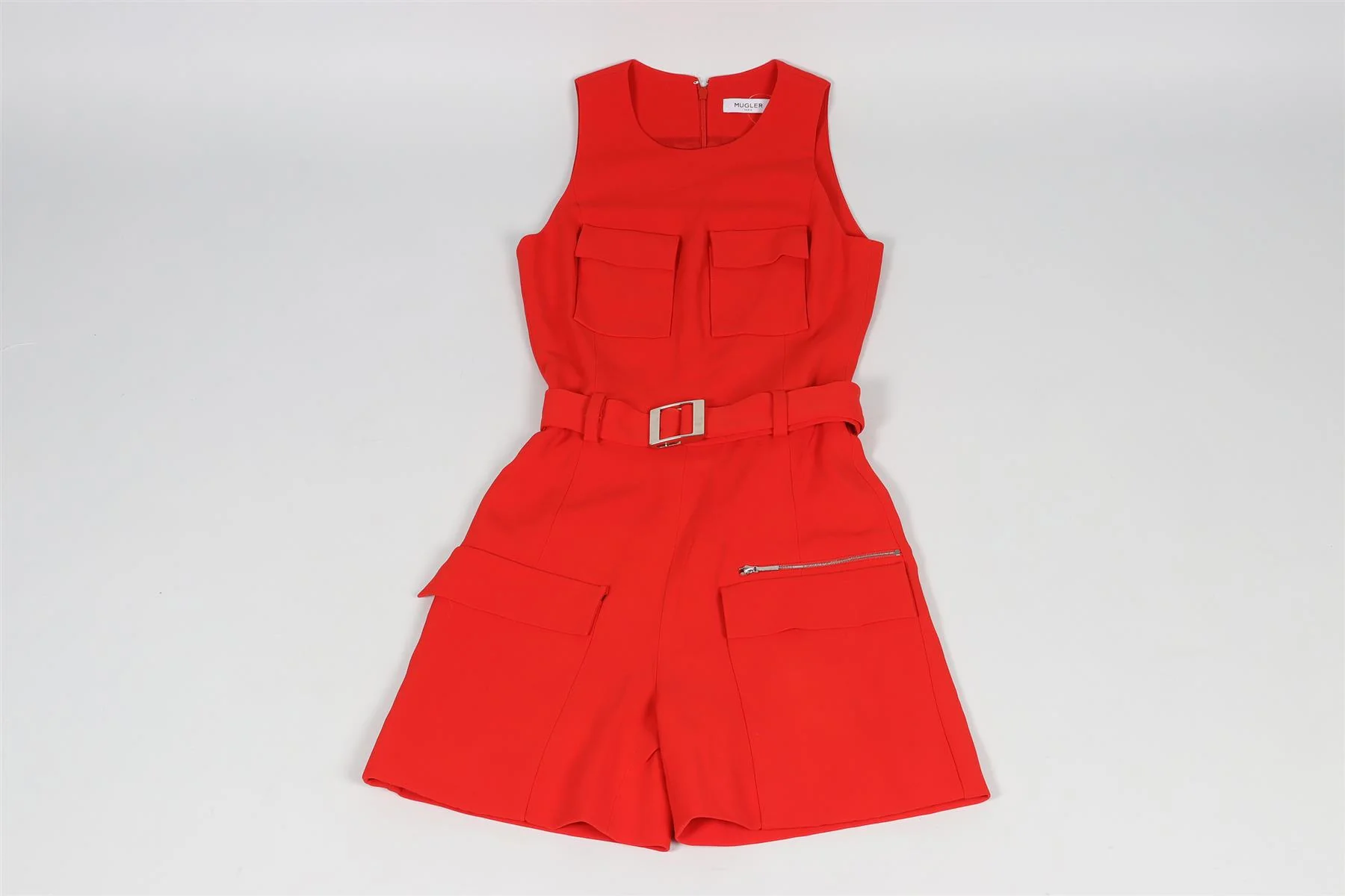 MUGLER RED CREPE PLAYSUIT FR 36 UK 8 - Image 8