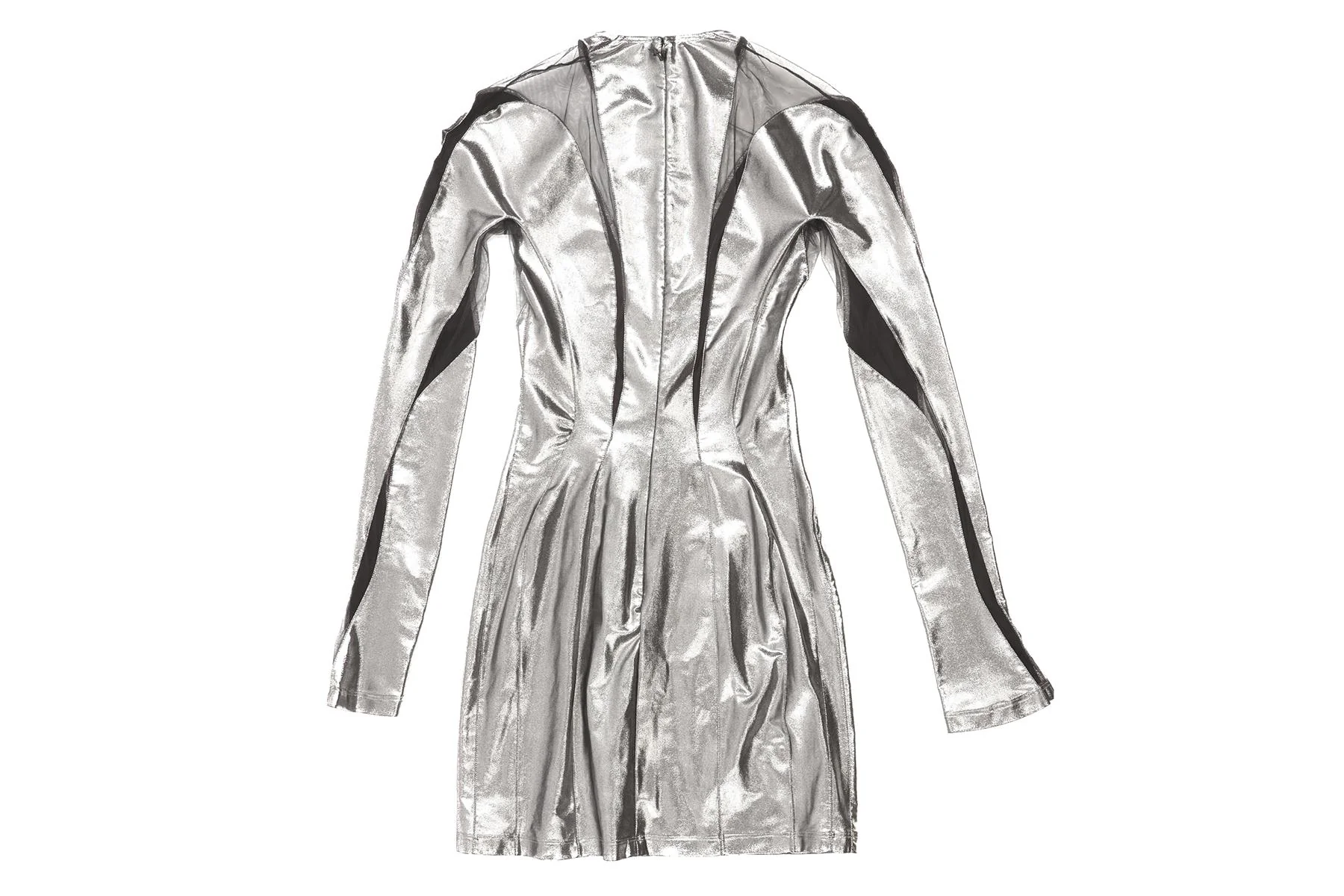 MUGLER SILVER JERSEY MINI DRESS FR 36 UK 8 - Image 4