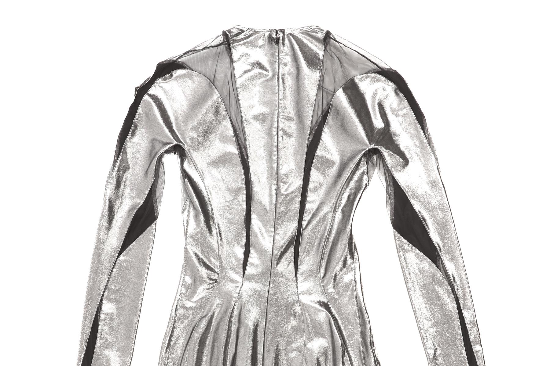 MUGLER SILVER JERSEY MINI DRESS FR 36 UK 8 - Image 5