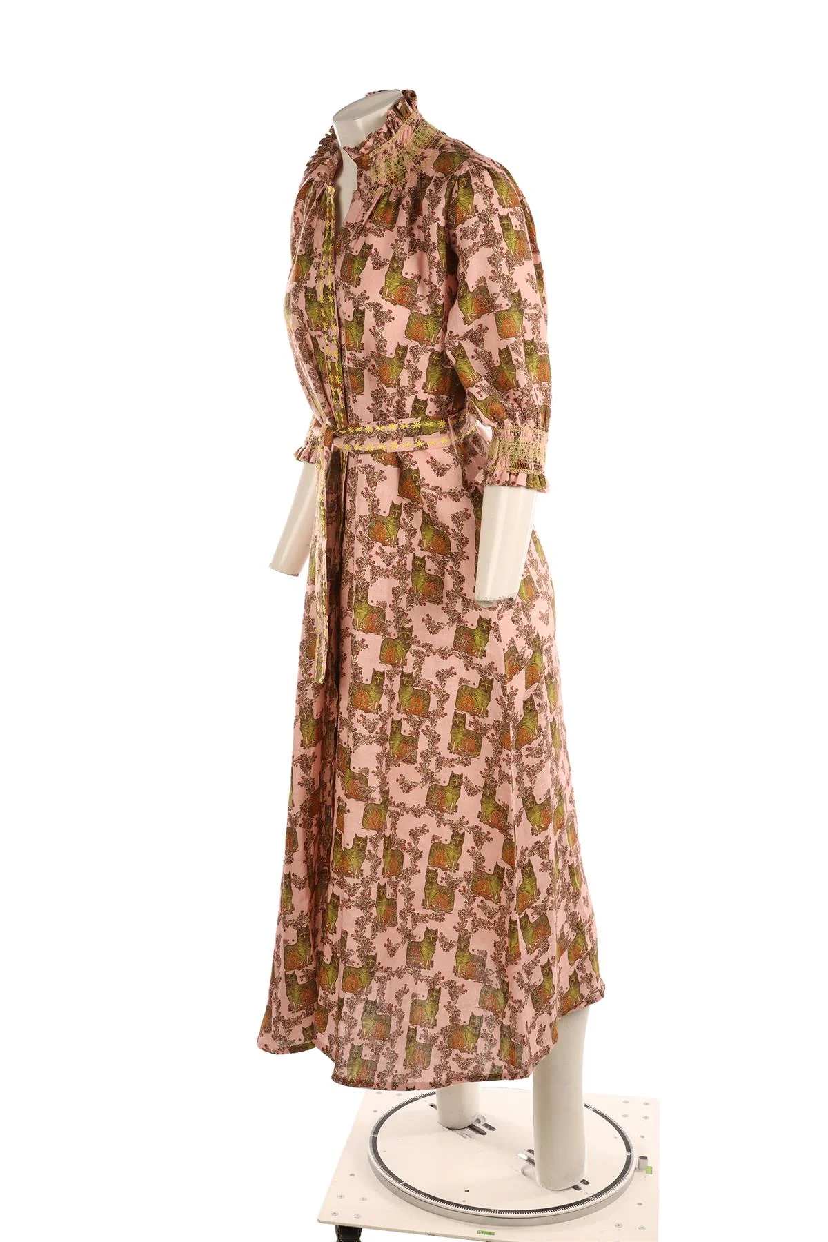 MUZUNGI SISTERS PINK LINEN MAXI DRESS SMALL - Image 3
