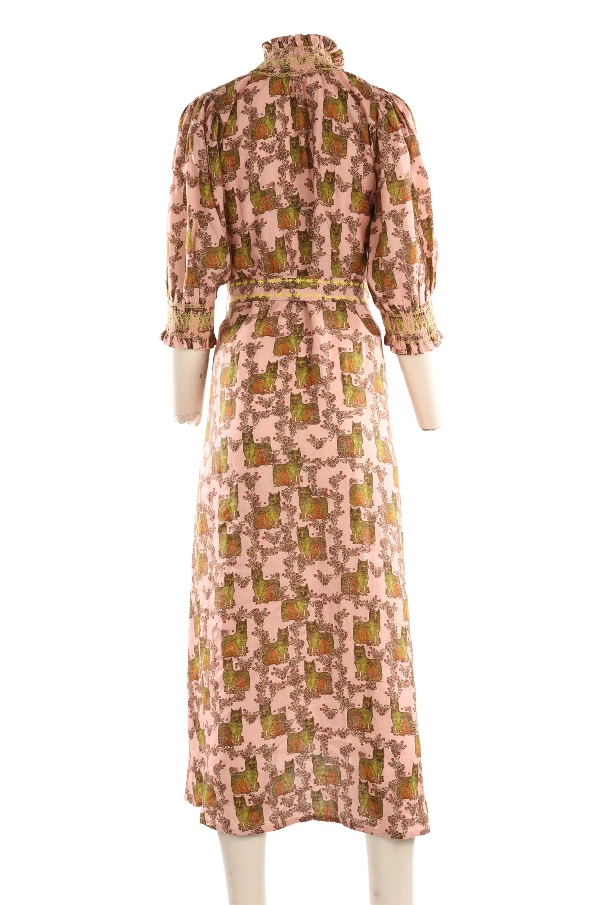 MUZUNGI SISTERS PINK LINEN MAXI DRESS SMALL - Image 4