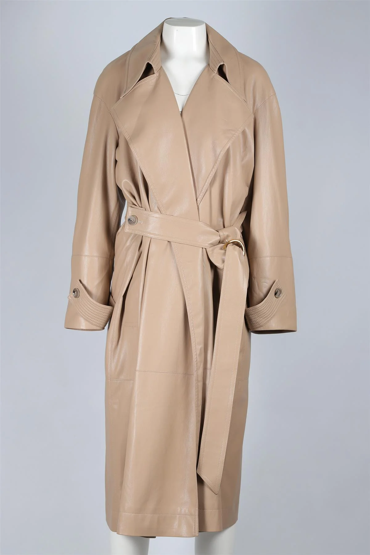 NANUSHKA BEIGE LEATHER TRENCH COAT SMALL - Image 6