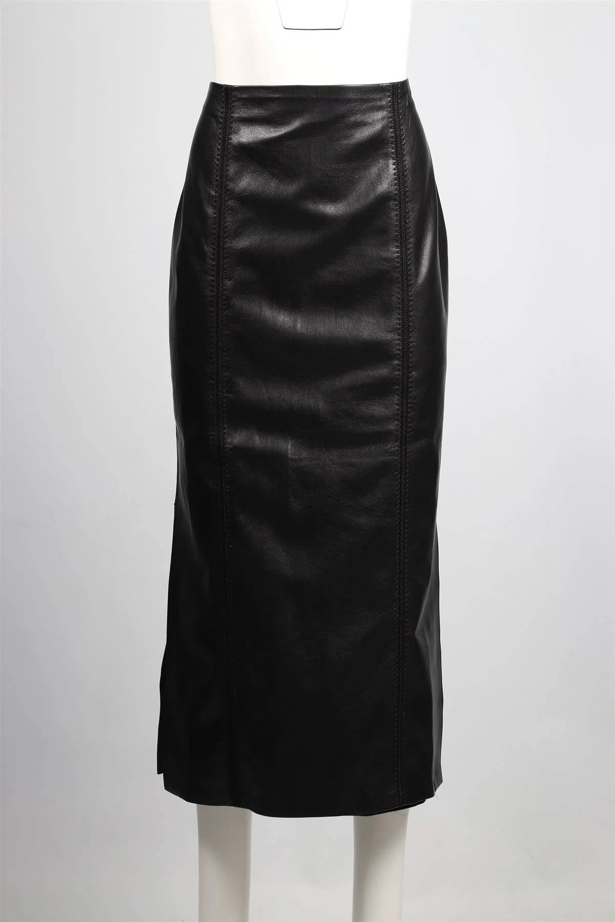 NANUSHKA BLACK FAUX LEATHER MAXI SKIRT LARGE - Image 2