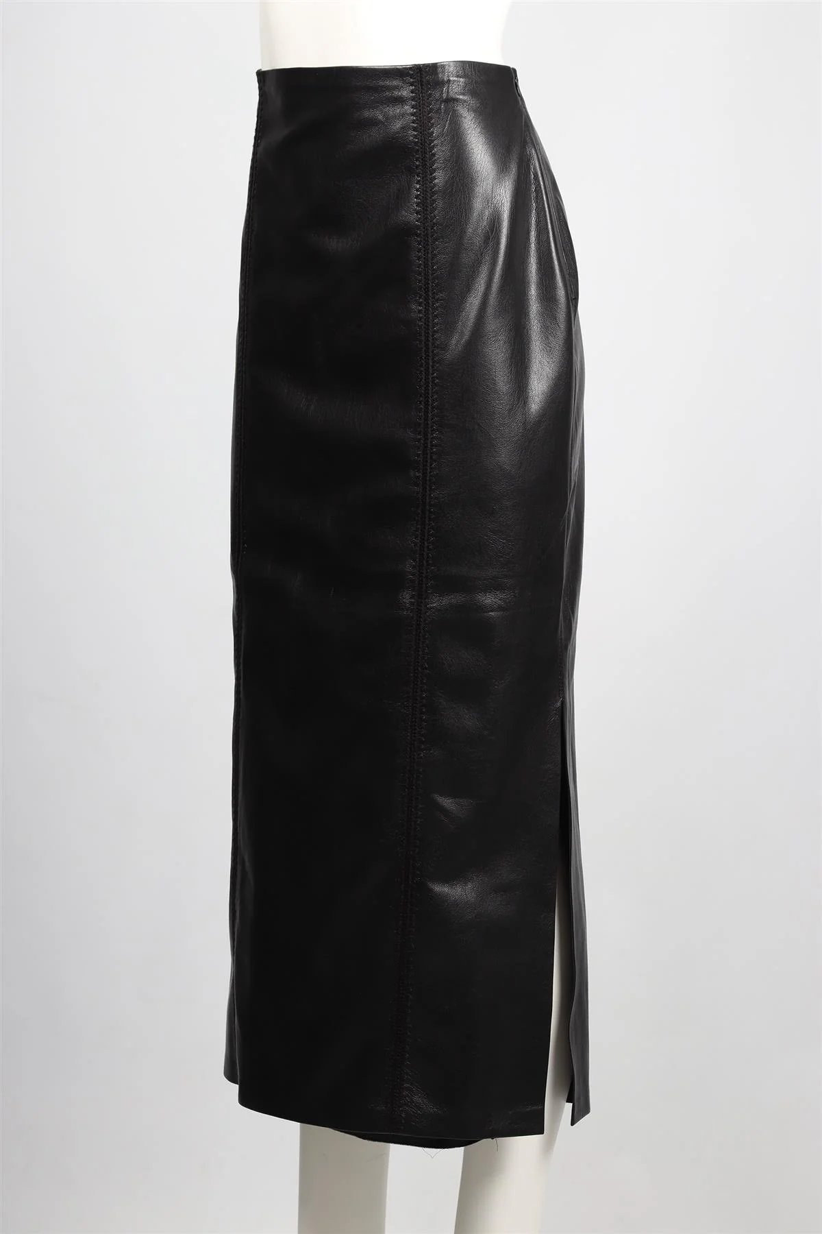NANUSHKA BLACK FAUX LEATHER MAXI SKIRT LARGE - Image 3