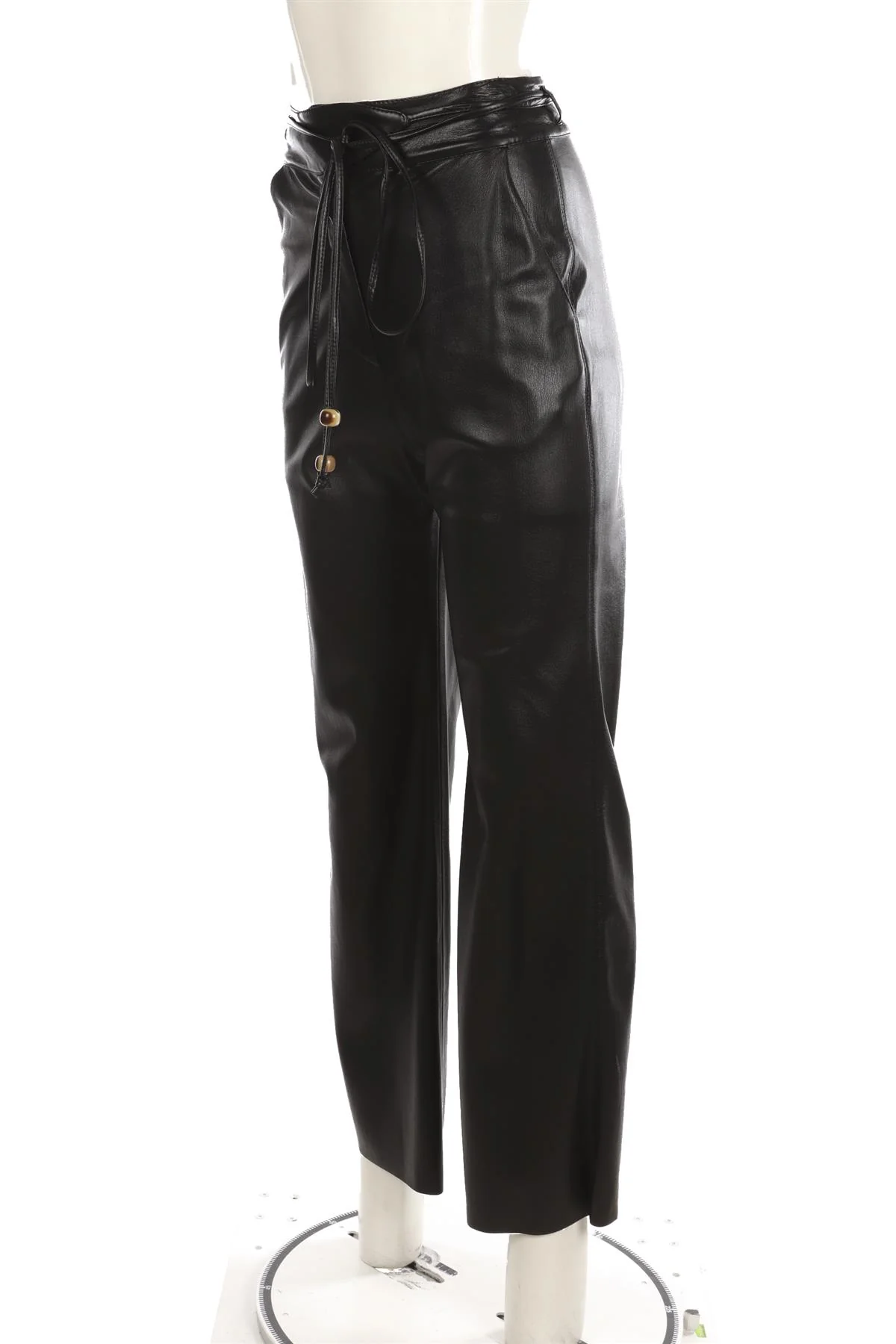 NANUSHKA BLACK FAUX LEATHER STRAIGHT LEG PANTS XSMALL - Image 3