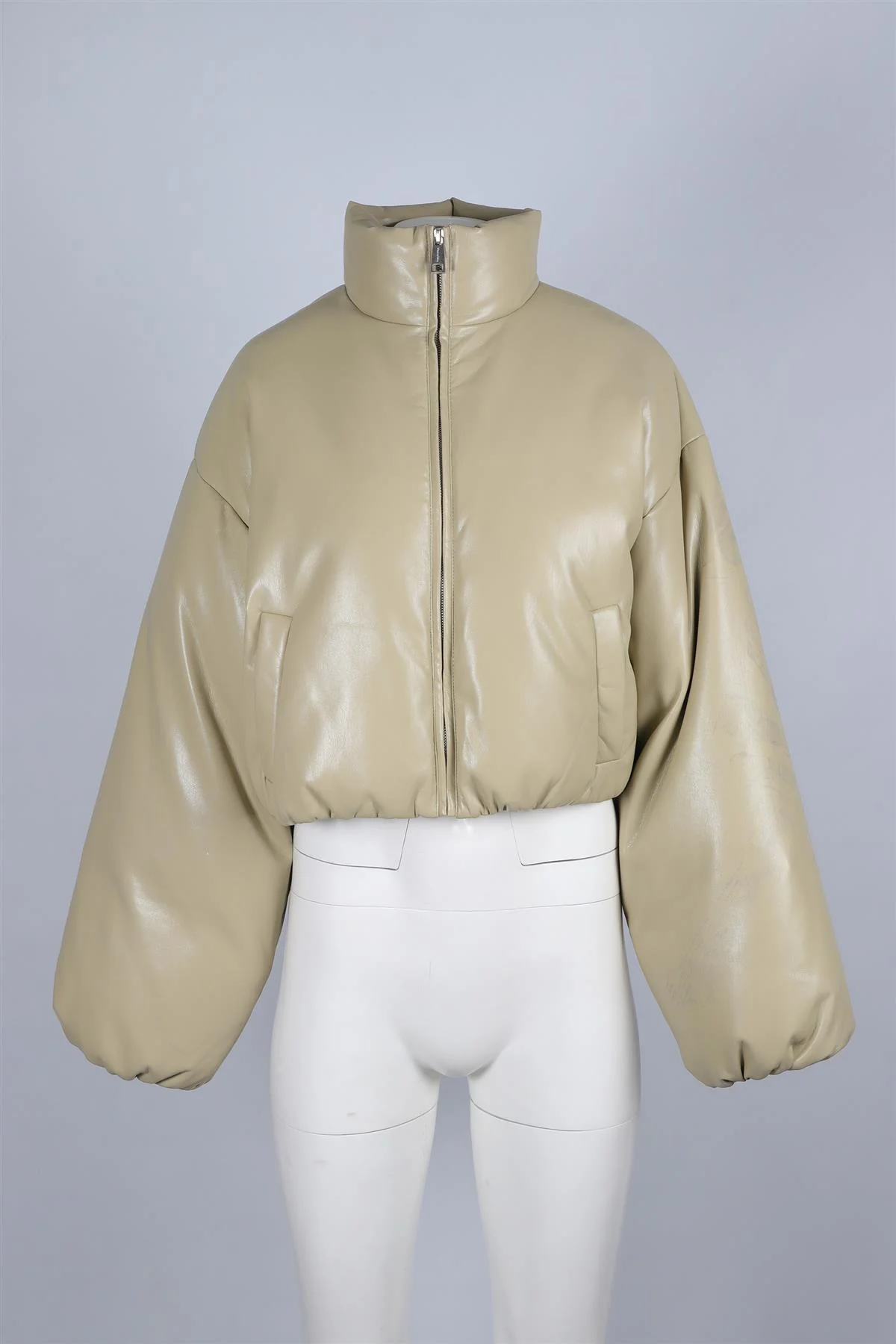NANUSHKA GREEN FAUX LEATHER JACKET SMALL - Image 2