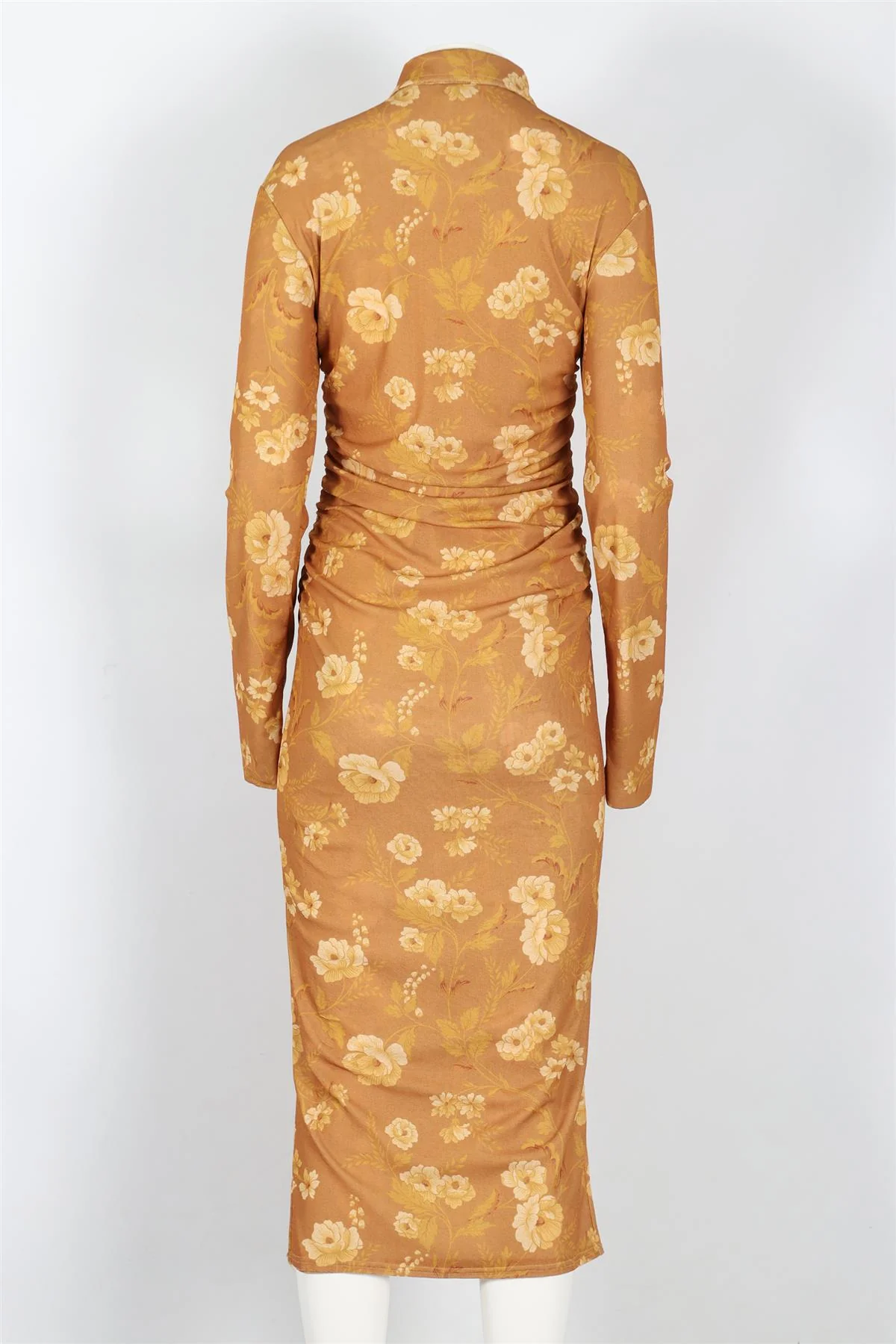 NANUSHKA YELLOW FLORAL PRINT JERSEY MIDI DRESS LARGE - Image 4