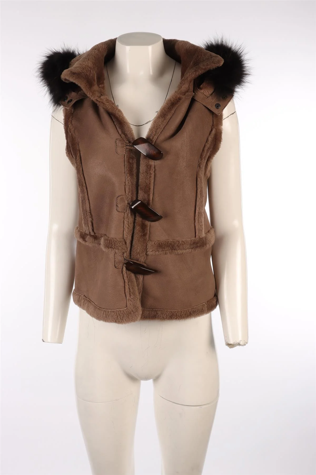 NATACHA & VANESSA BROWN SHEARLING GILET FR 40 UK 12 - Image 2