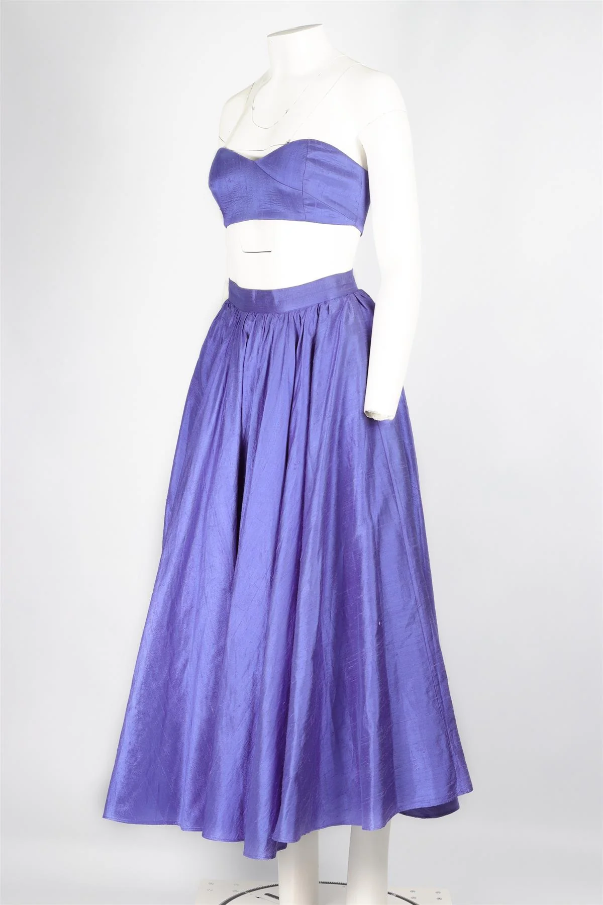 NEW ARRIVALS BLUE WOVEN TOP AND SKIRT FR 36 UK 8 - Image 4