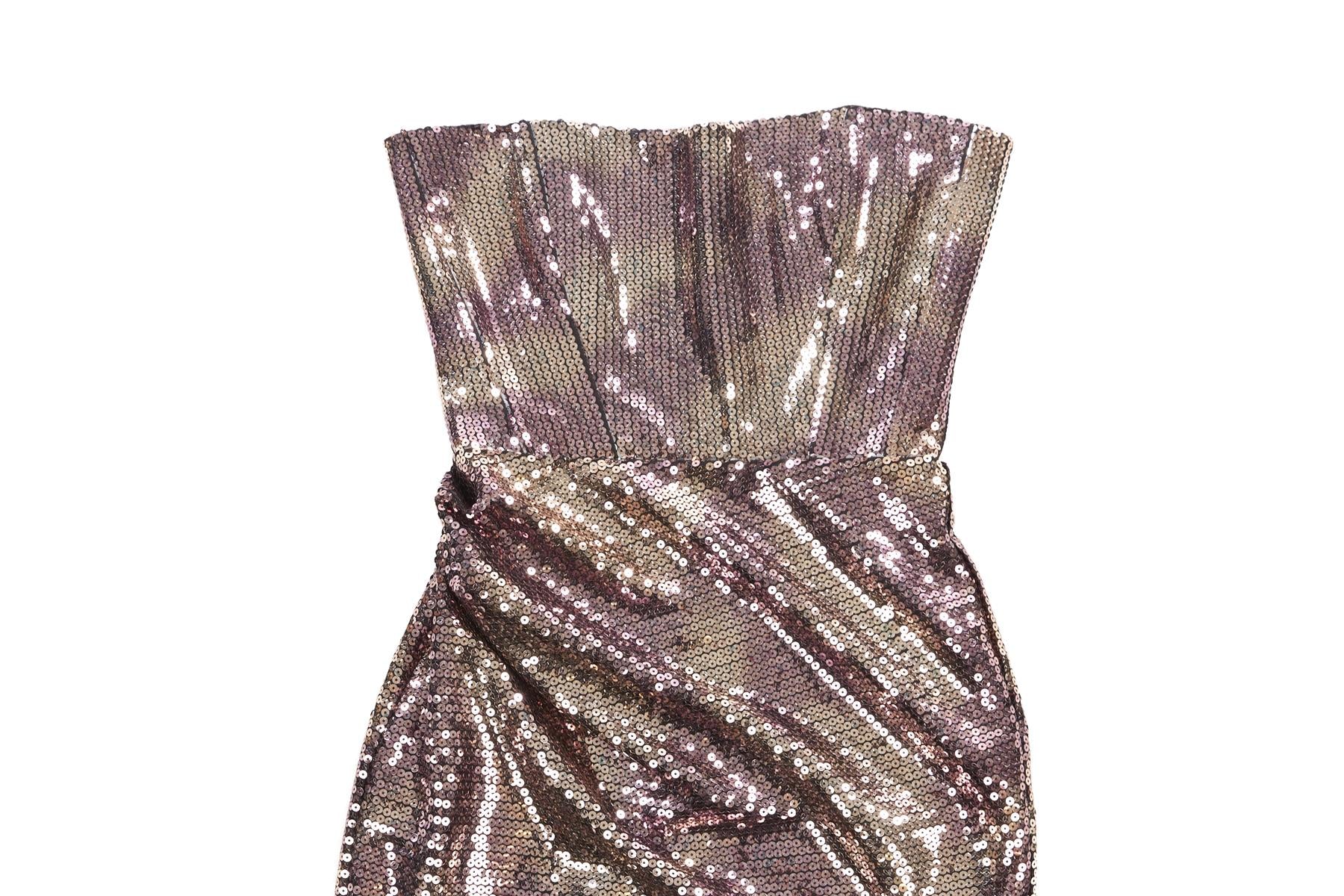 NEW ARRIVALS GOLD SEQUIN MINI DRESS FR 36 UK 8 - Image 3