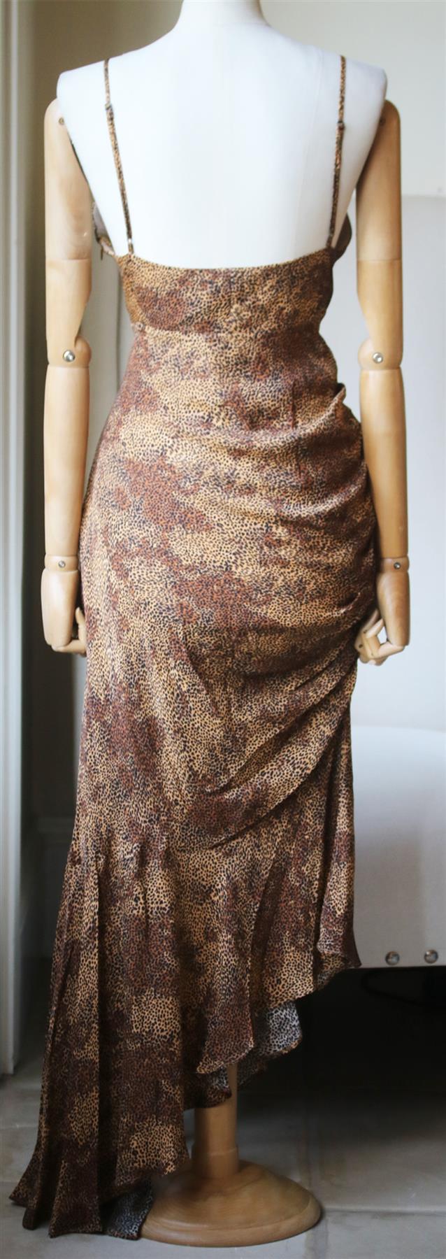 NICHOLAS ASYMMETRIC RUCHED PRINTED SILK CREPE DE CHINE DRESS UK 14 - Image 4