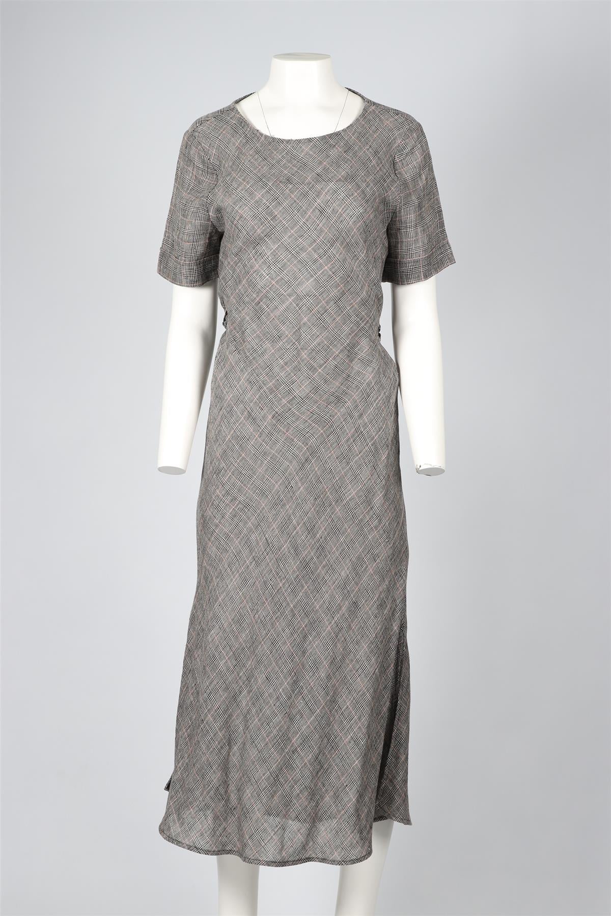 NICOLE FARHI GREY LINEN BLEND MIDI DRESS UK 10 - Image 2