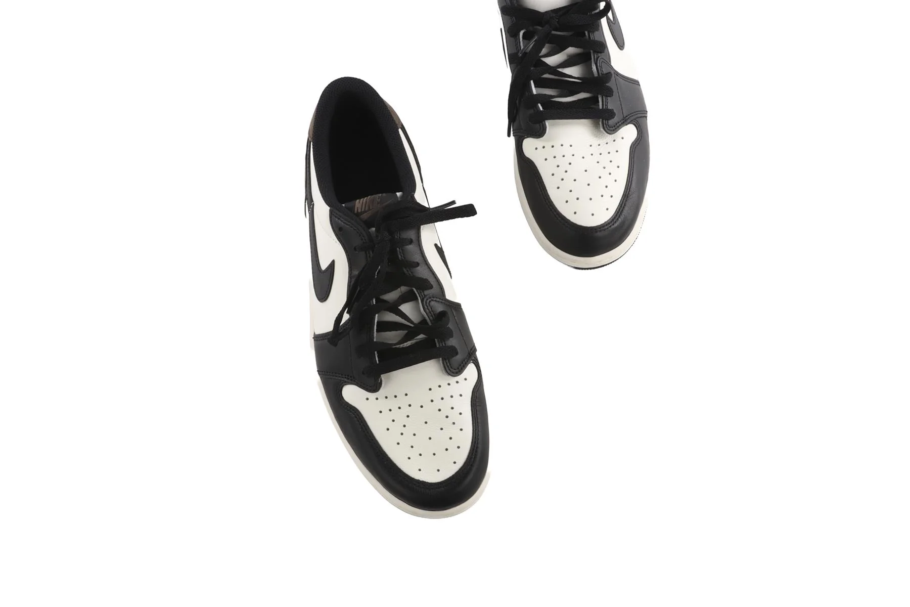 NIKE BLACK MEN'S AIR JORDAN ONE MOCHA LEATHER SNEAKERS EU 47.5 UK 12 US 13 - Image 4