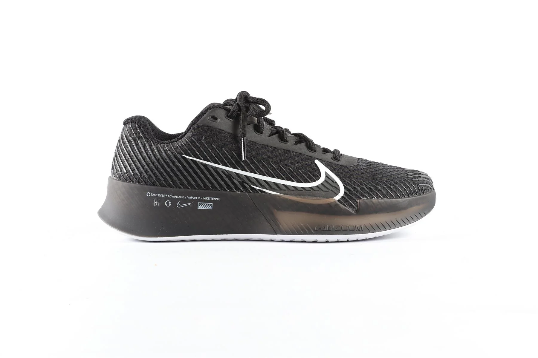 NIKE BLACK VAPOR 11 MESH SNEAKERS EU 39 UK 5.5 US 8 - Image 2