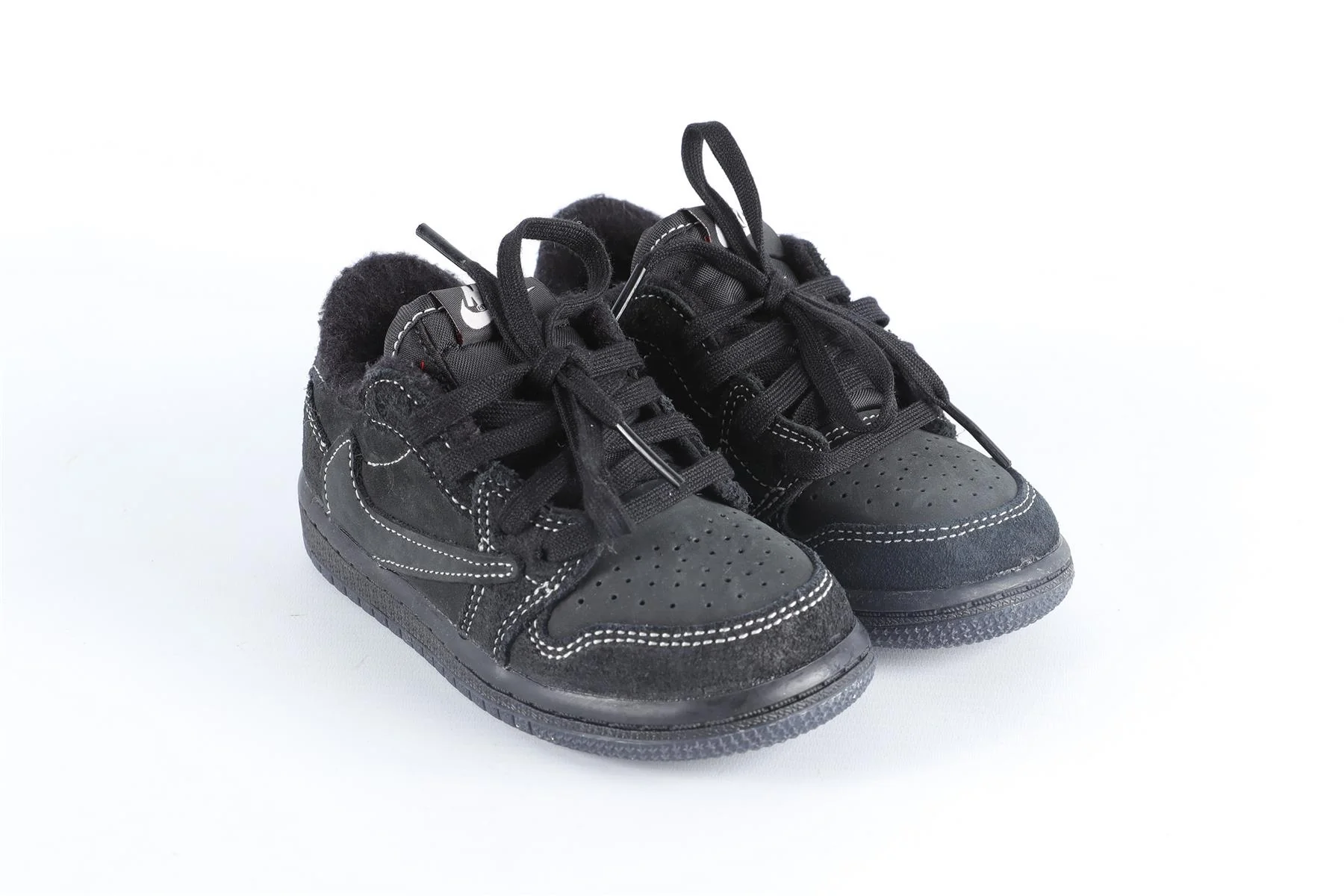 NIKE + TRAVIS SCOTT BLACK KIDS AIR JORDAN 1 LOW BLACK PHANTOM SNEAKERS EU 25 UK 7.5 US 8 - Image 2