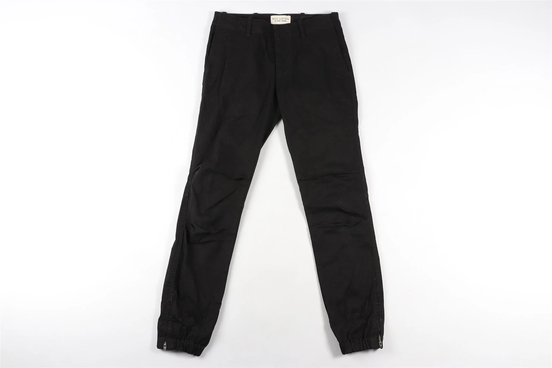 NILI LOTAN BLACK COTTON TAPERED PANTS W25 UK 6-8 - Image 2