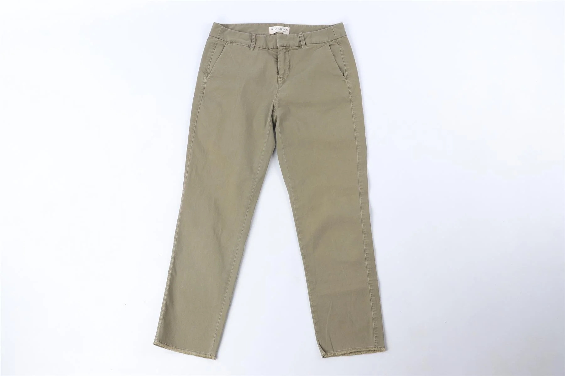 NILI LOTAN GREEN COTTON TAPERED PANTS US 0 UK 4 - Image 2