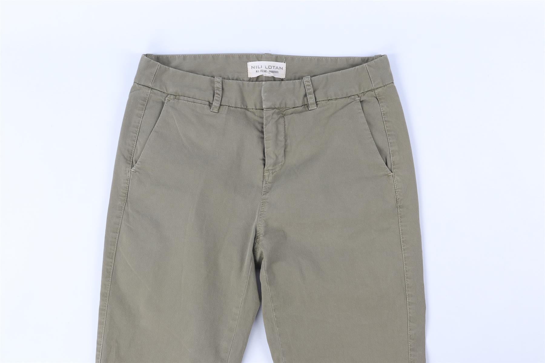 NILI LOTAN GREEN COTTON TAPERED PANTS US 0 UK 4 - Image 3
