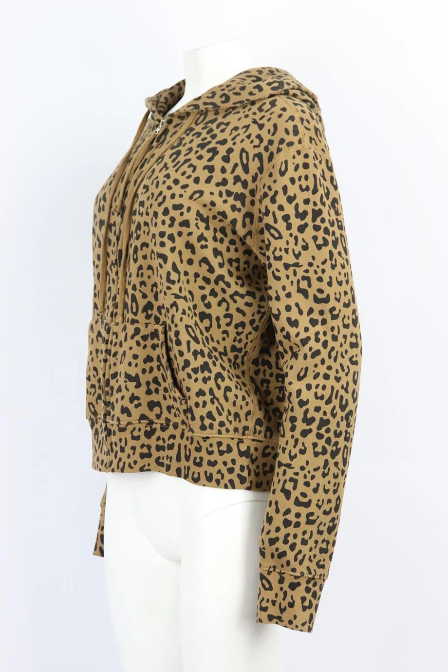 NILI LOTAN LEOPARD PRINT COTTON TERRY HOODIE LARGE - Image 3