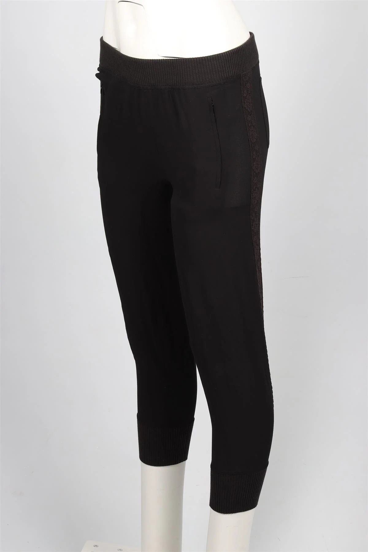 NINA RICCI BLACK SILK TAPERED PANTS FR 34 UK 6 - Image 3